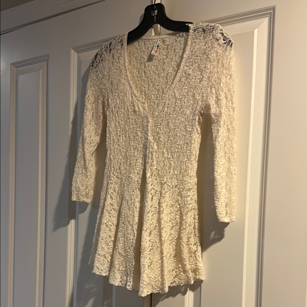 Free People Cream Lace Top